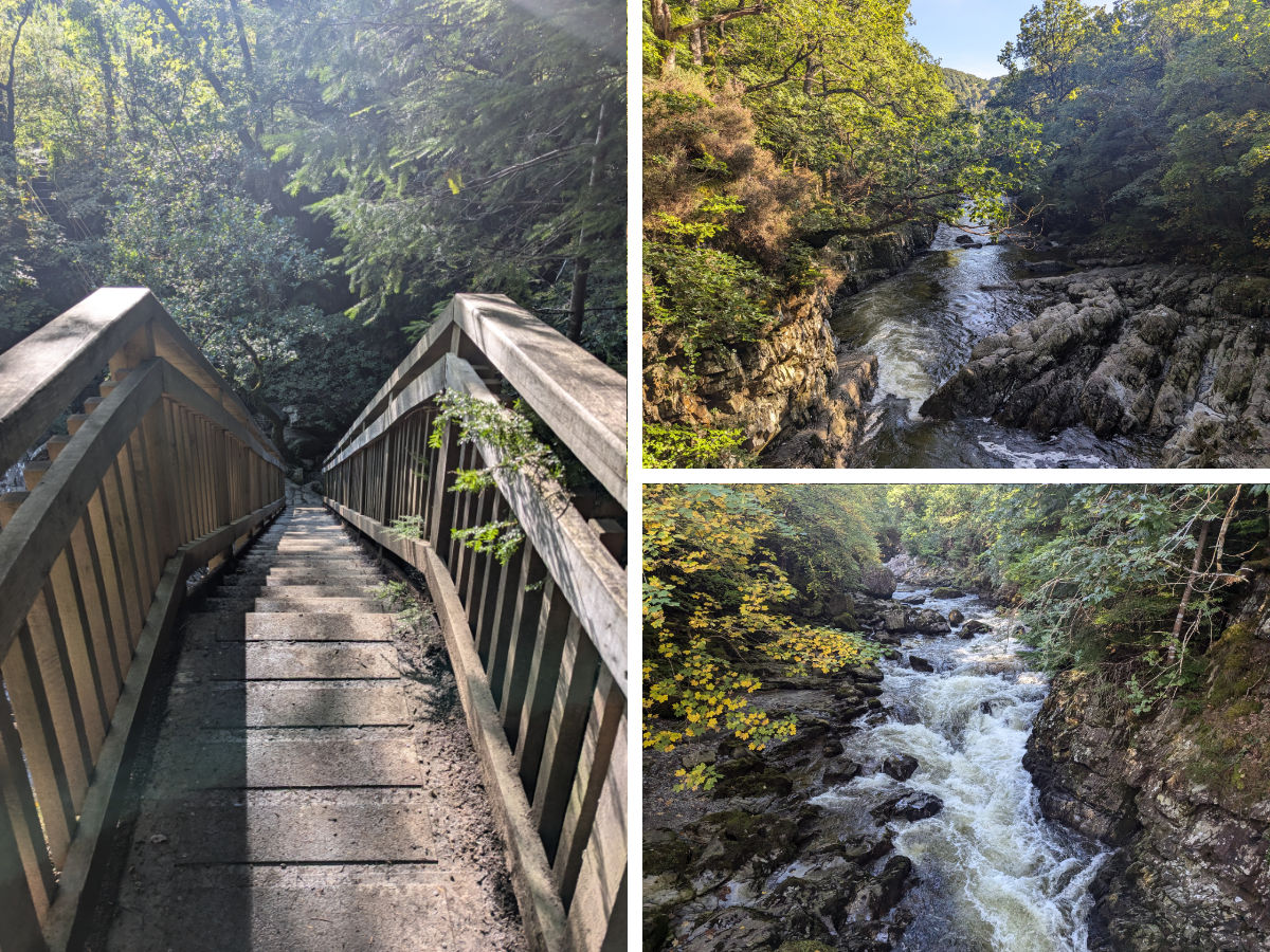 Crossing the Miners' Bridge and the views from the bottom/while on it