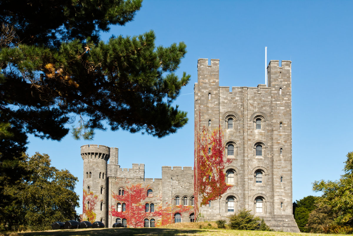 A stunning view up to the side of Penrhyn Castle